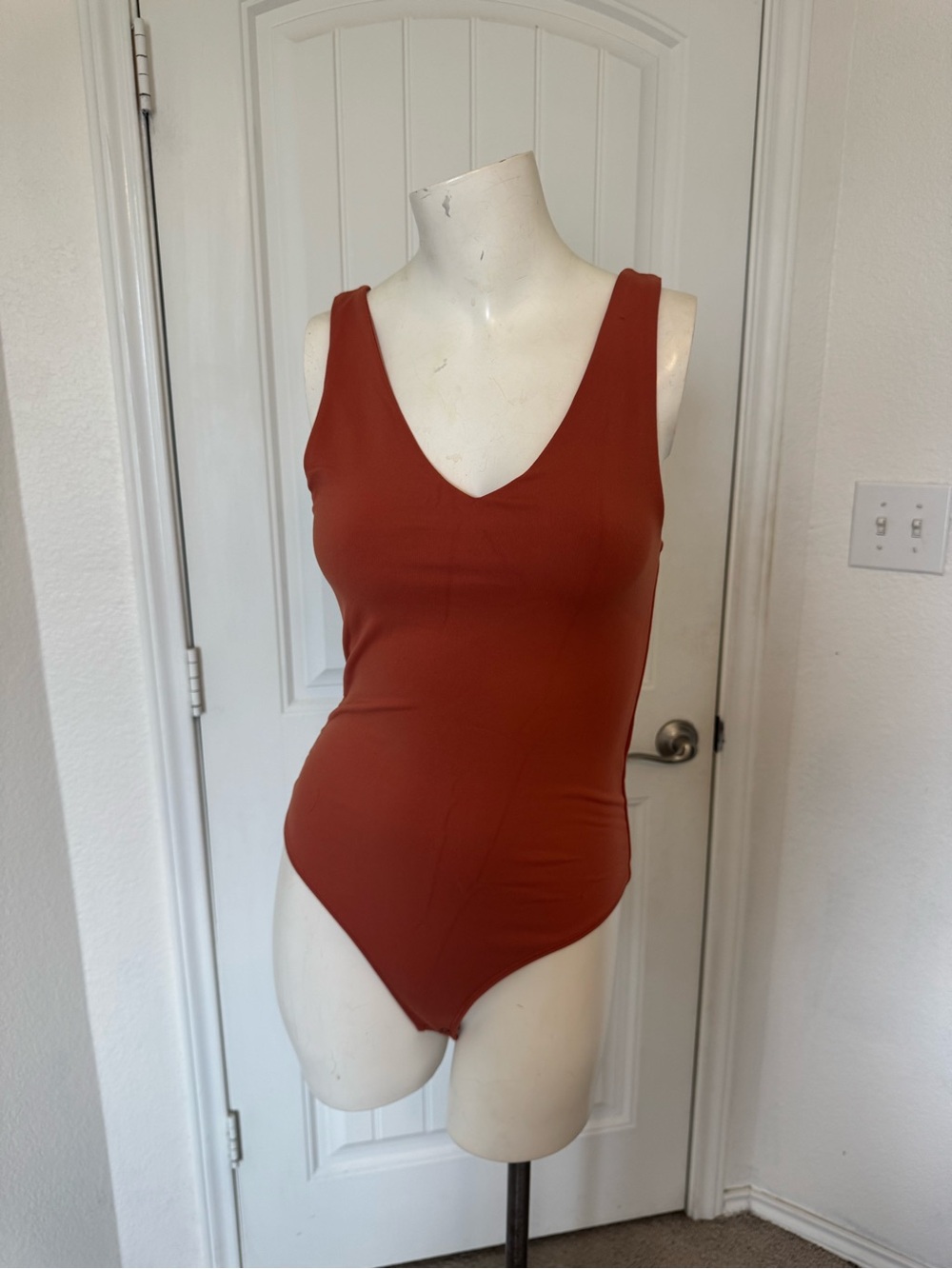 Abercrombie & Fitch Rust Orange V-Neck Bodysuit